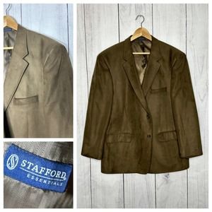 Stafford Essentials Men's Brown‎ Suede Blazer Jacket Size 46 Regular